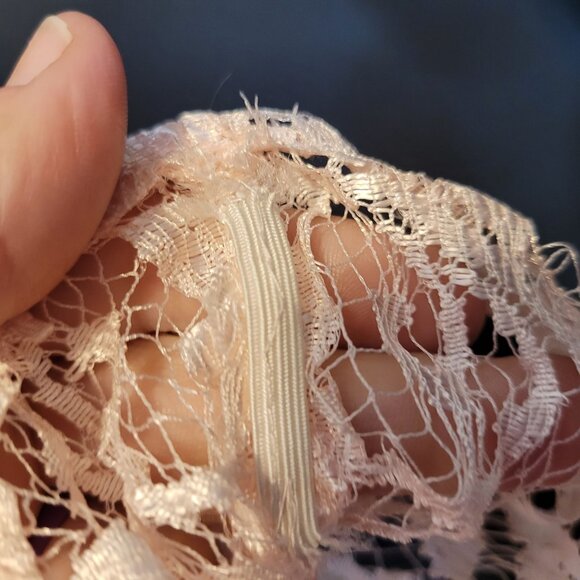 Vintage Pink Lace Blouse Top Surplice Sheer Drop Waist Sugar Free - Picture 8 of 11